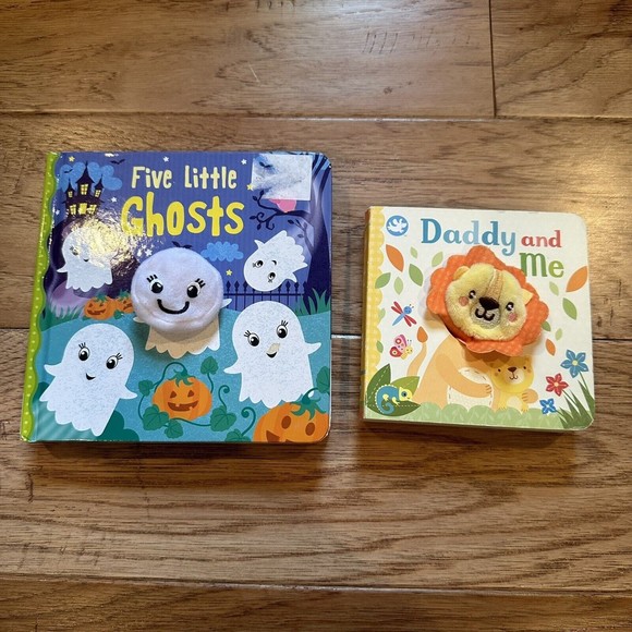 TWO Finger Puppet Books Five Little Ghosts by Lily & Daddy & Me Lion Board Books - Picture 1 of 5